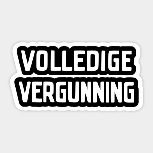 Volledige Vergunning (white text) Sticker